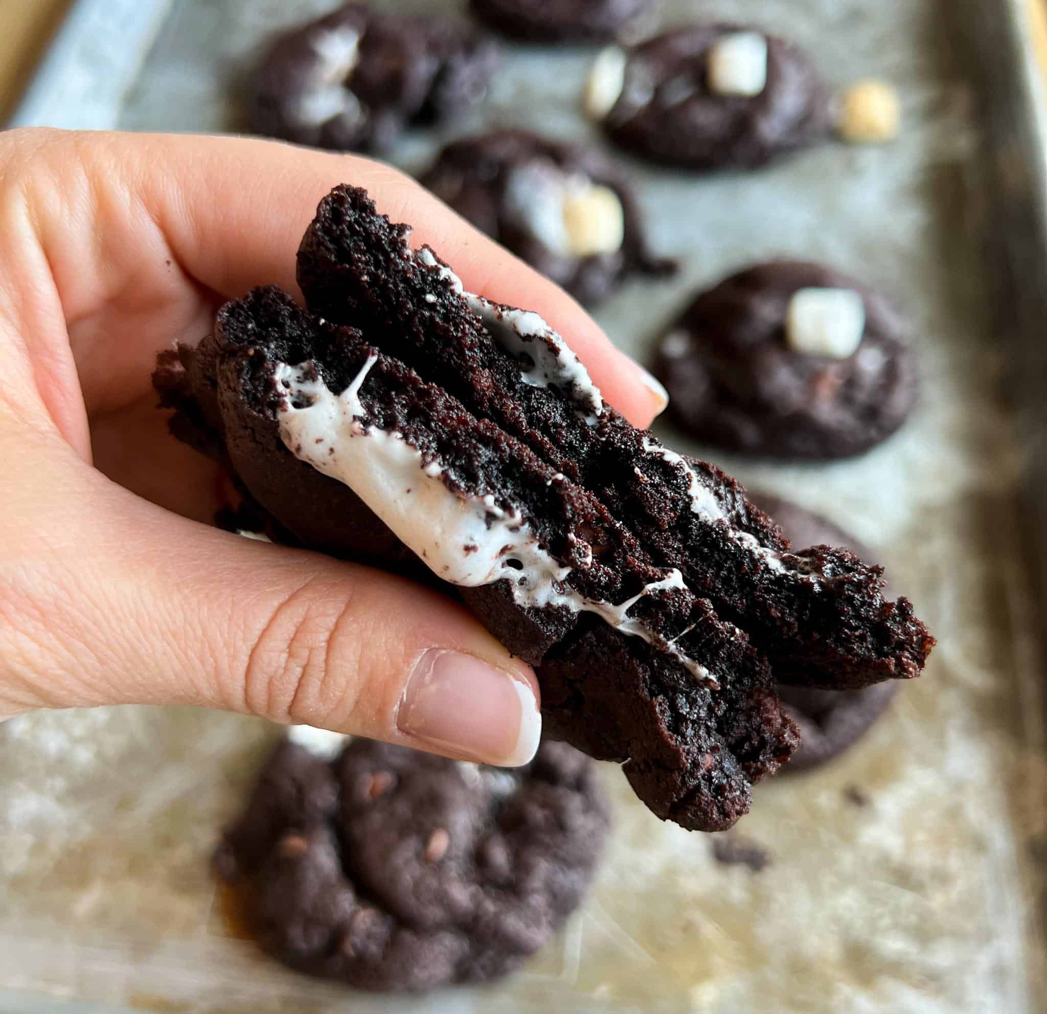 Hot Cocoa Marshmallow Cookies 3 opened hot cocoa marshmallow cookie