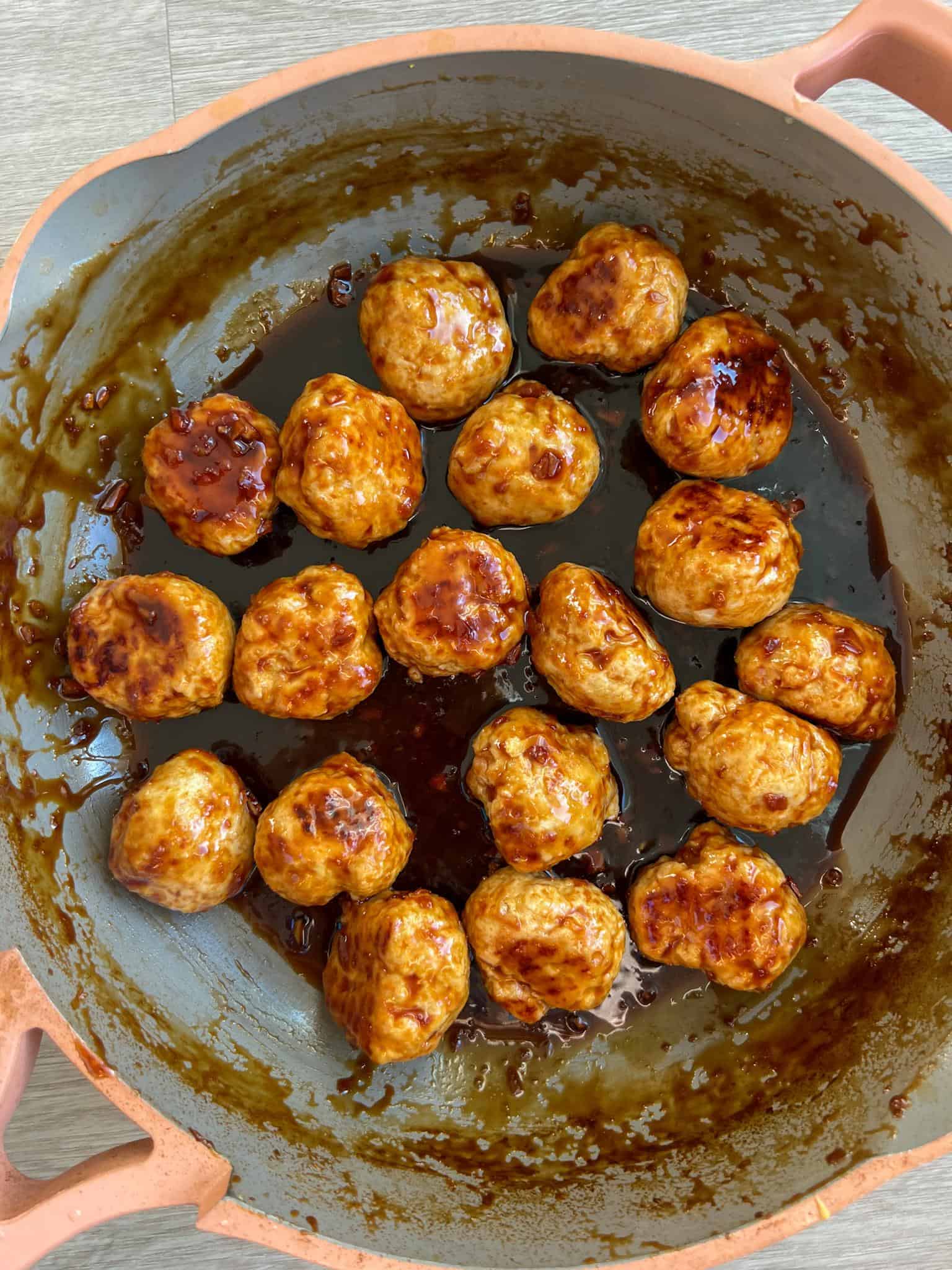 turkey meatballs in the sticky garlic ginger orange sauce