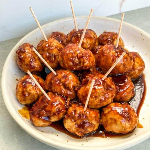 sticky garlic honey ginger teriyaki soy sesame teriyaki turkey meatballs