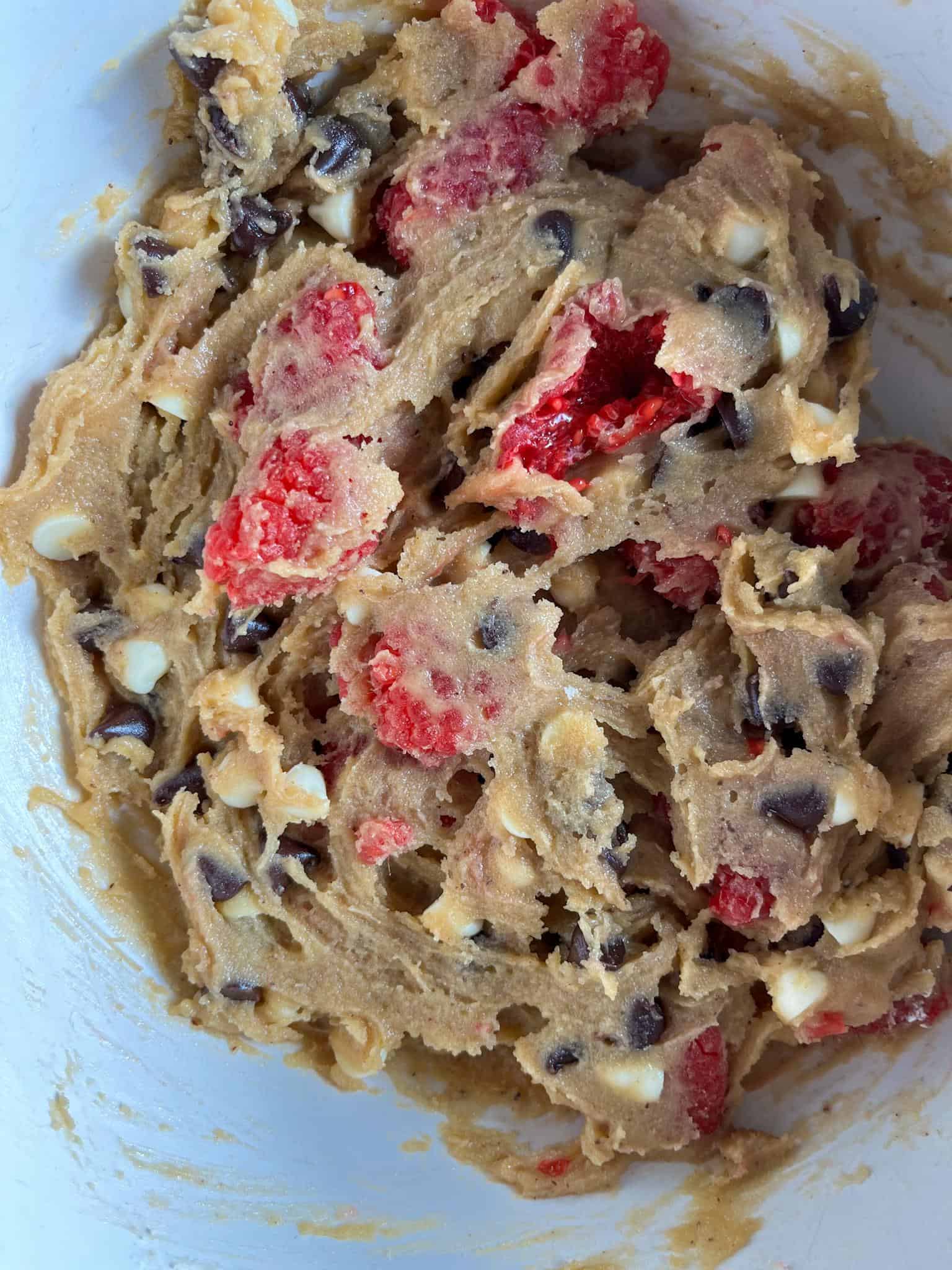 Double Chocolate Raspberry Blondies 6 batter for brown butter double chocolate raspberry blondies