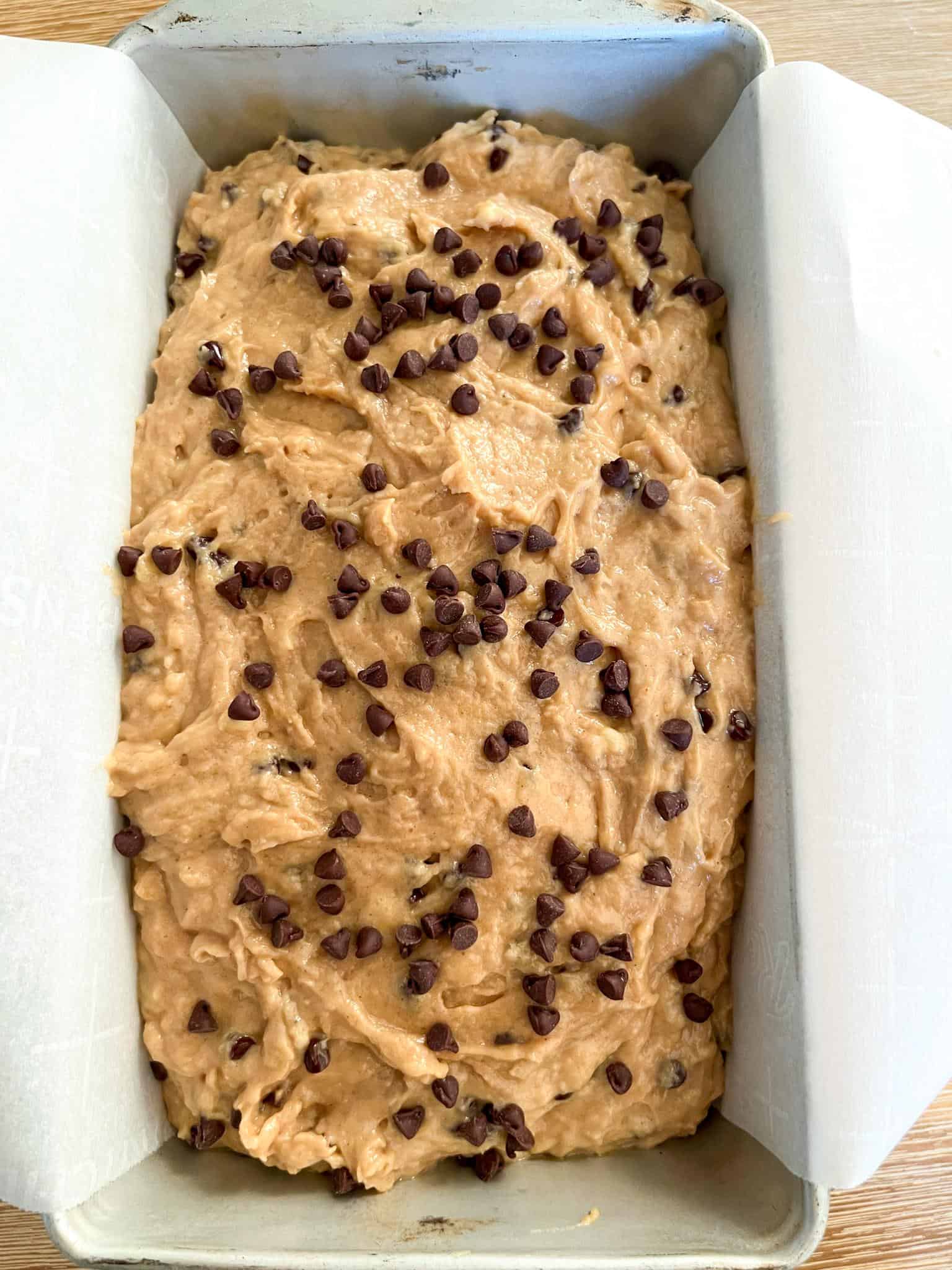 Peanut Butter Banana Bread 3 brown butter peanut butter banana bread with chocolate chips