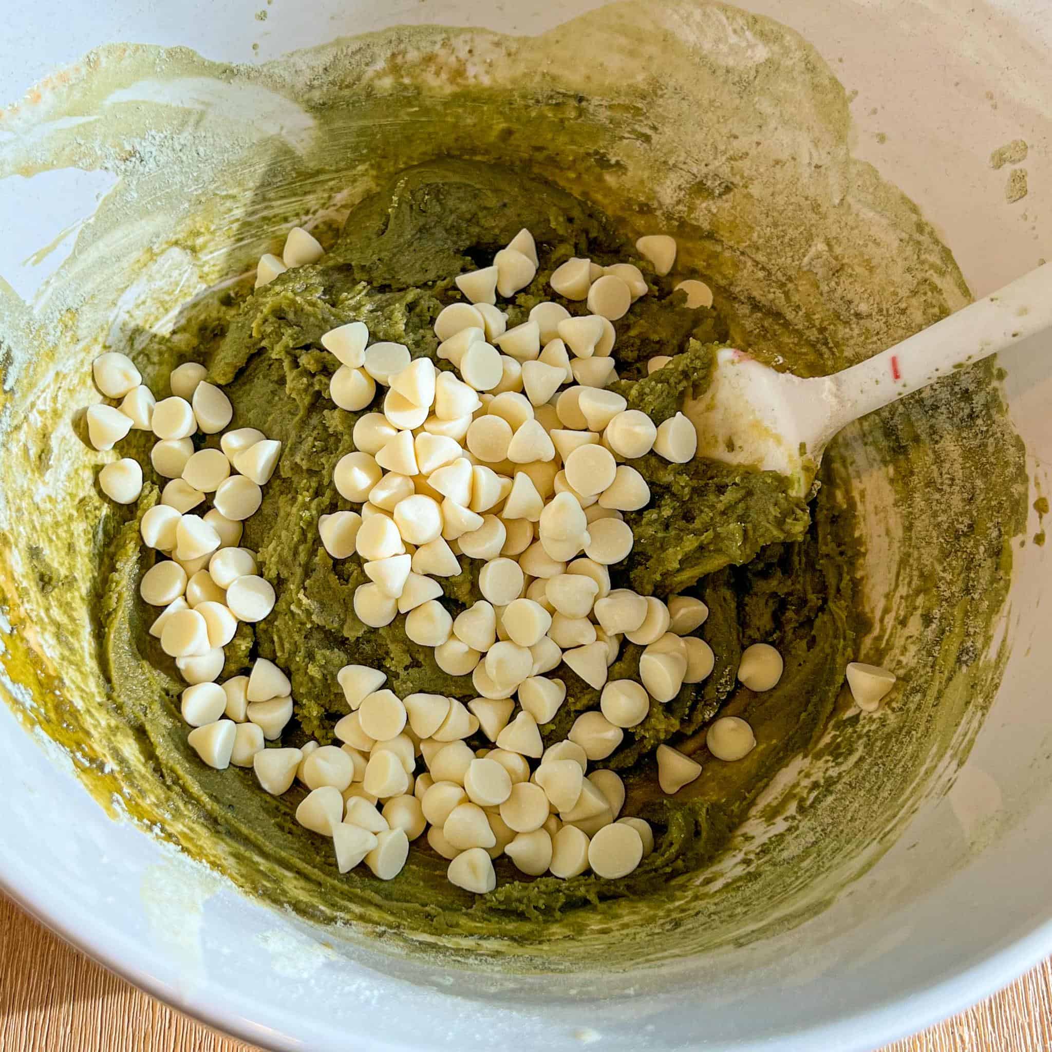 Matcha Honey Blondies 6 white chocolate chips