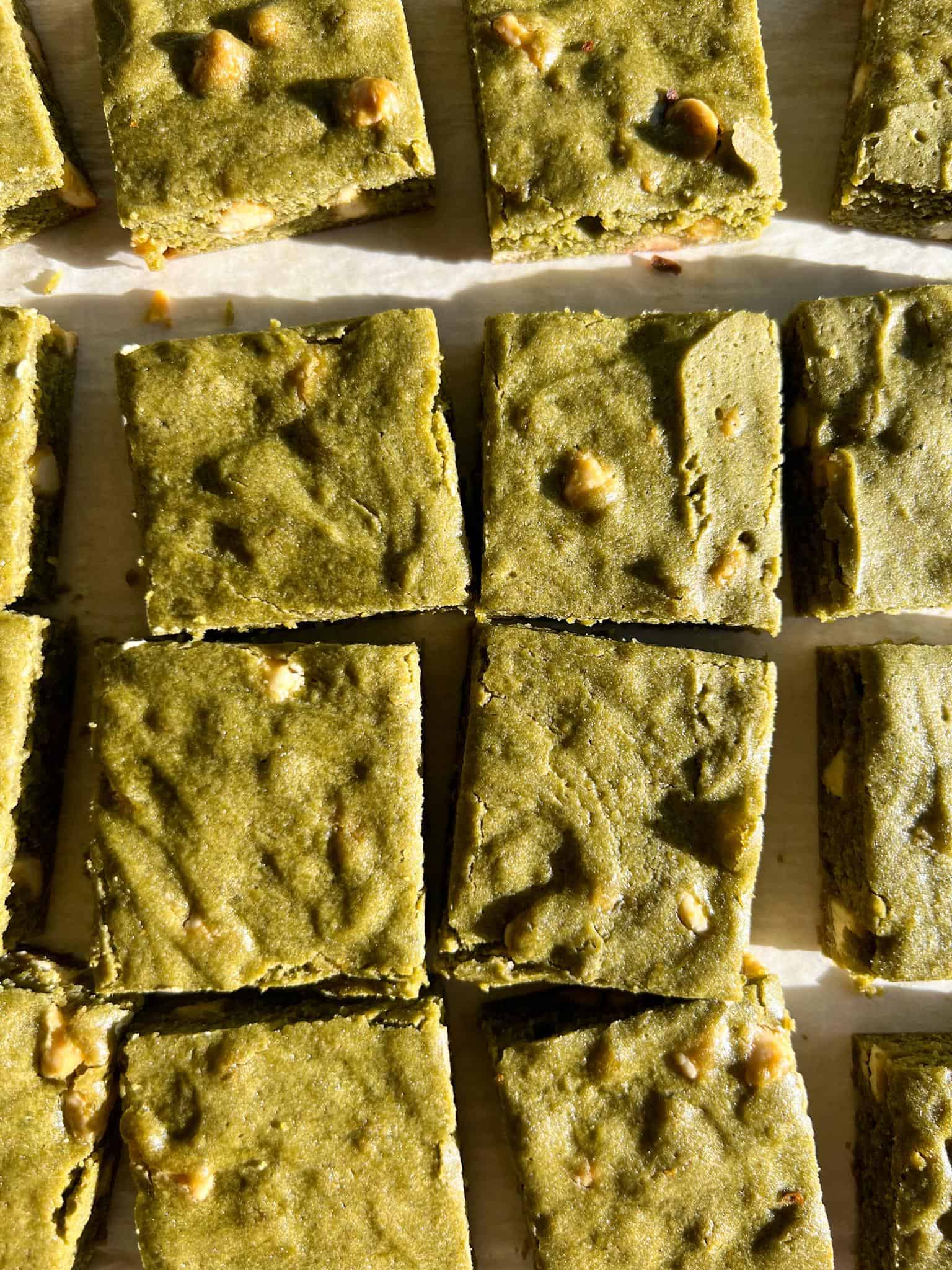 Matcha Honey Blondies 10 matcha honey blondies bars