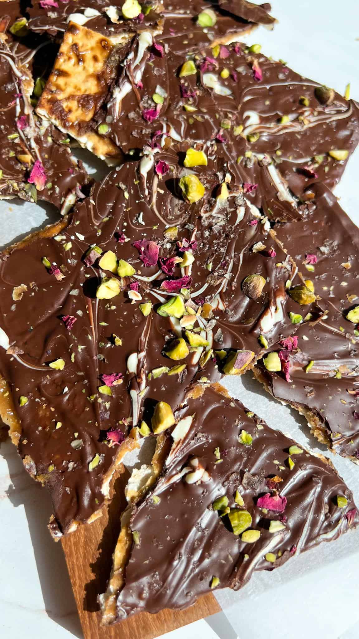 Pistachio Rose Matzo Bark 16 pistachio rose matzo bark