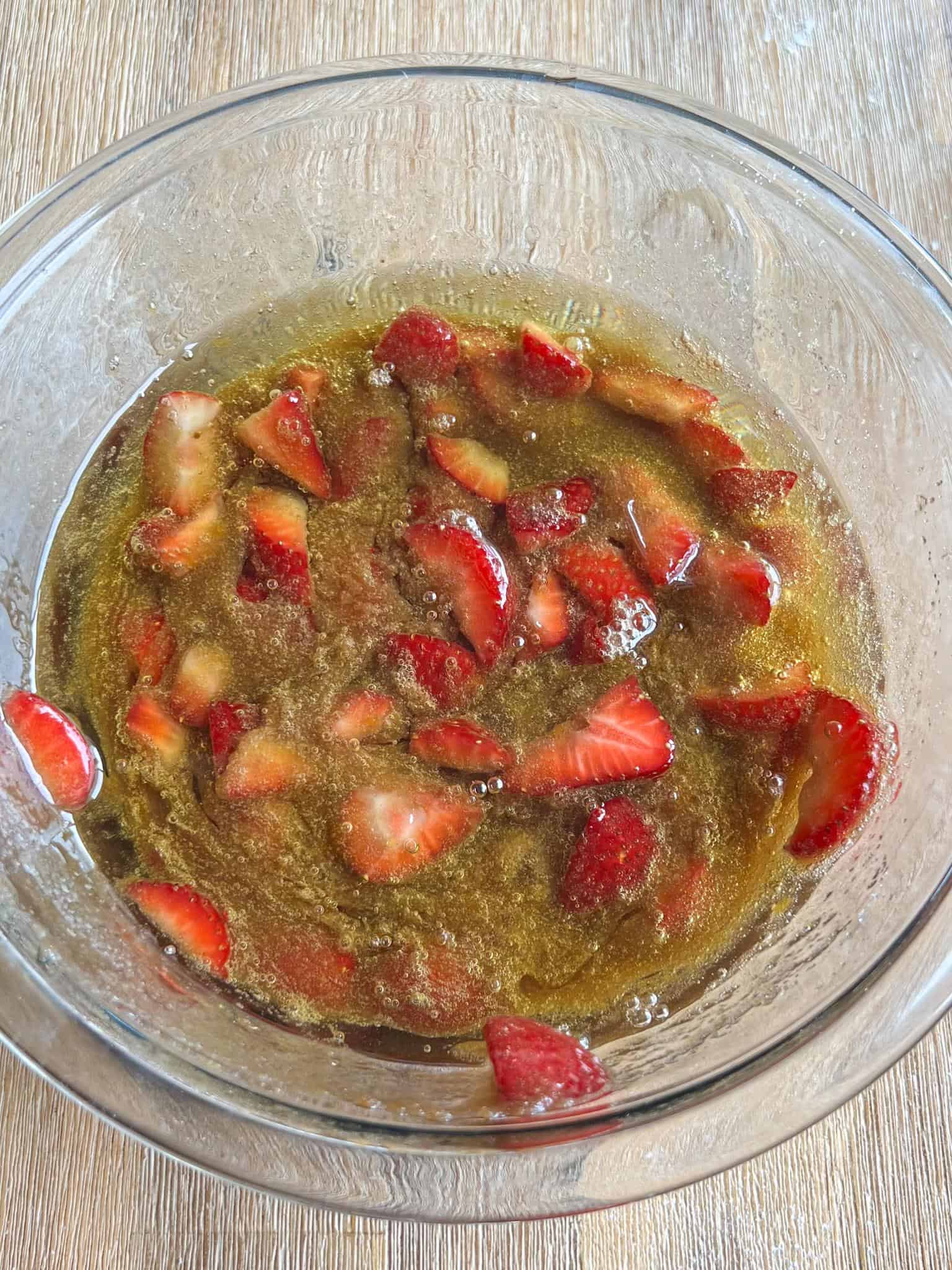 wet ingredients in a glass bowl