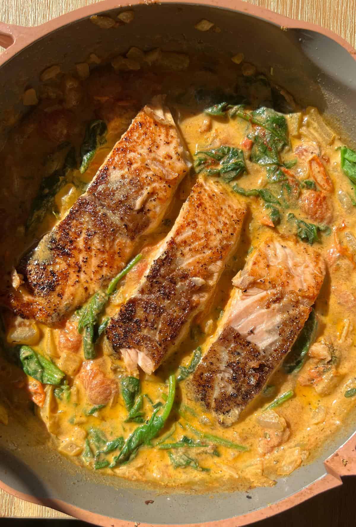 Creamy Spianch Tuscan Salmon Recipe