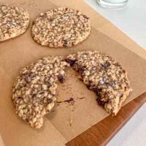 Best ever oatmeal chocolate chip tahini cookies