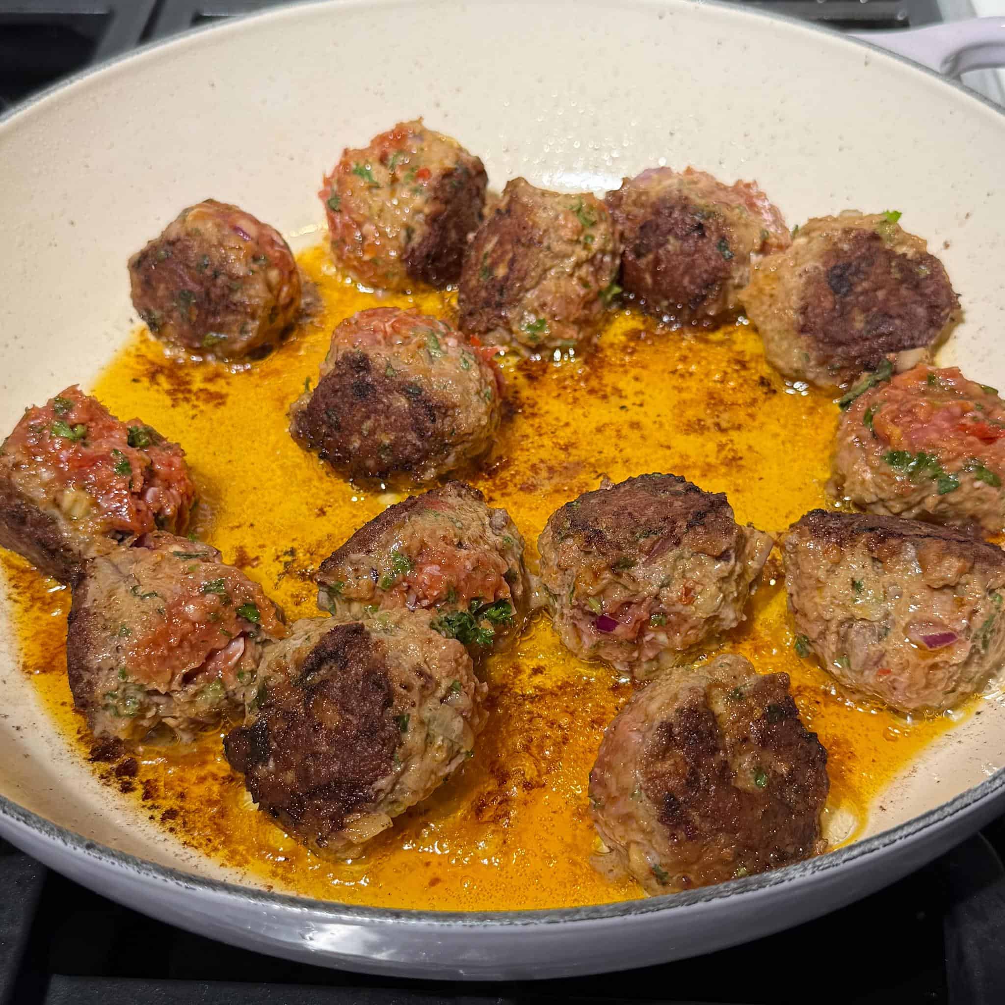 Harissa Lamb Meatballs with Orzo 6 harissa lamb meatball skillet