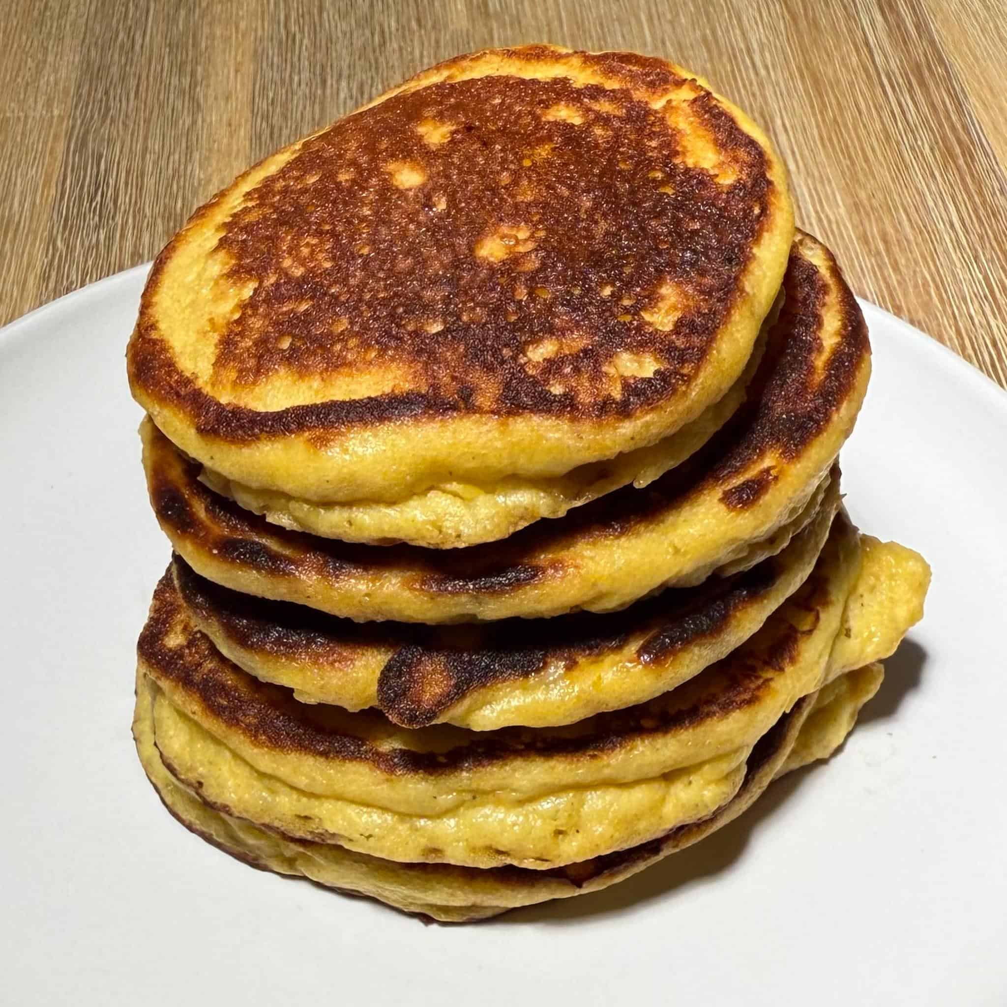 Almond Flour Cottage Cheese Pancakes 3 plain almond flour cottage cheese pancakes stacked