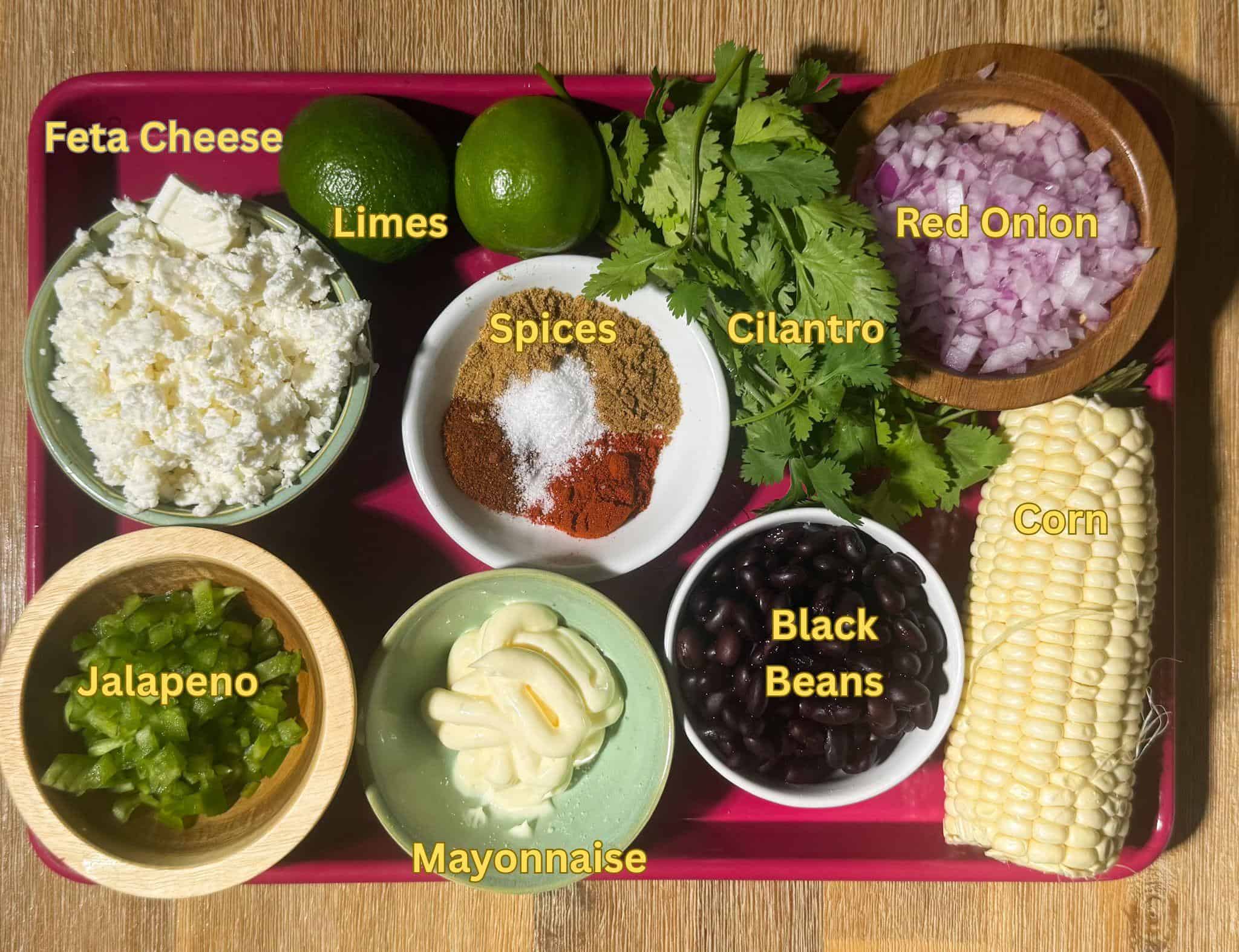 black bean corn feta dip recipe ingredients