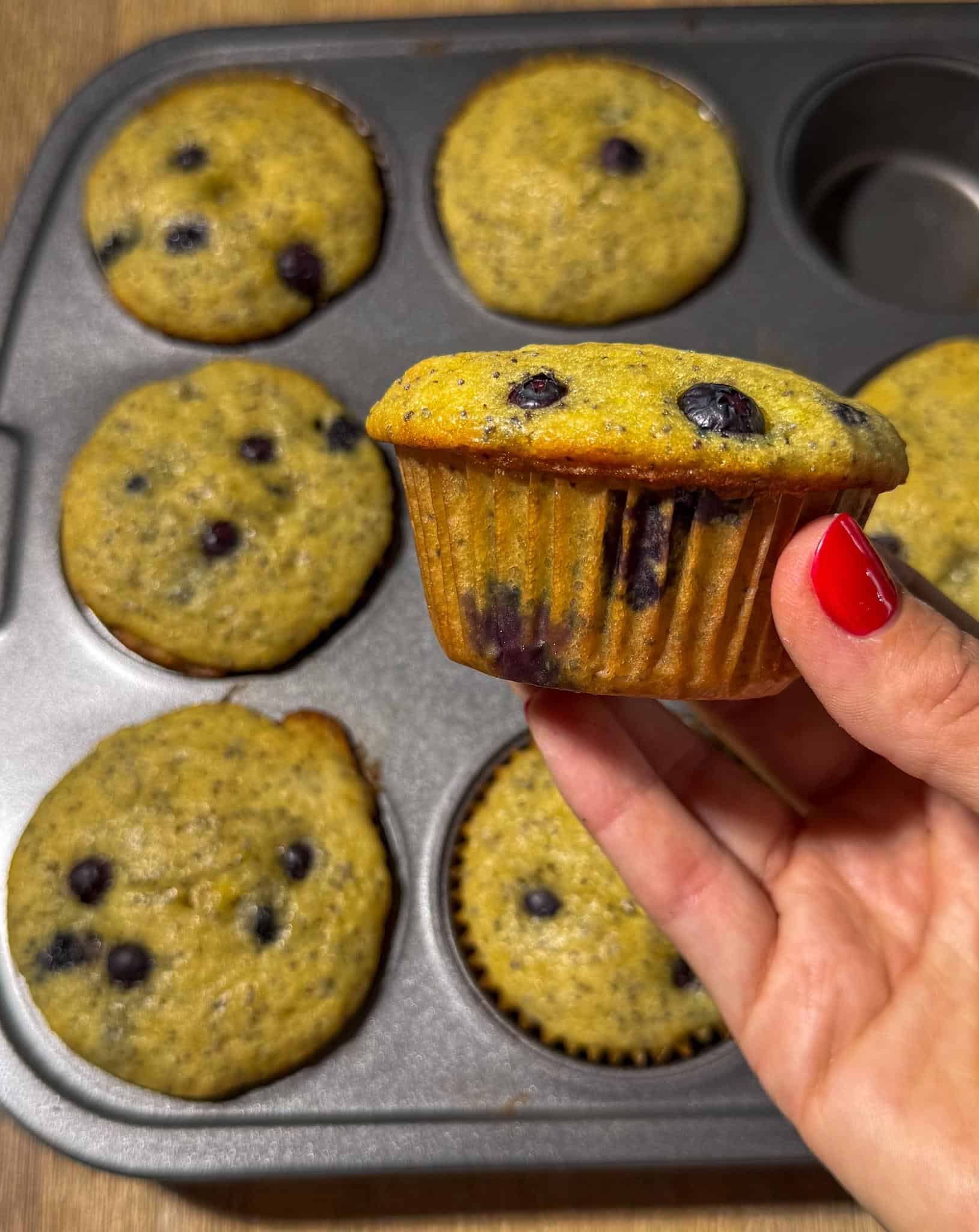 Blueberry Lemon Poppyseed Muffins 4 Lemon blueberry poppy seed muffins out of the oven