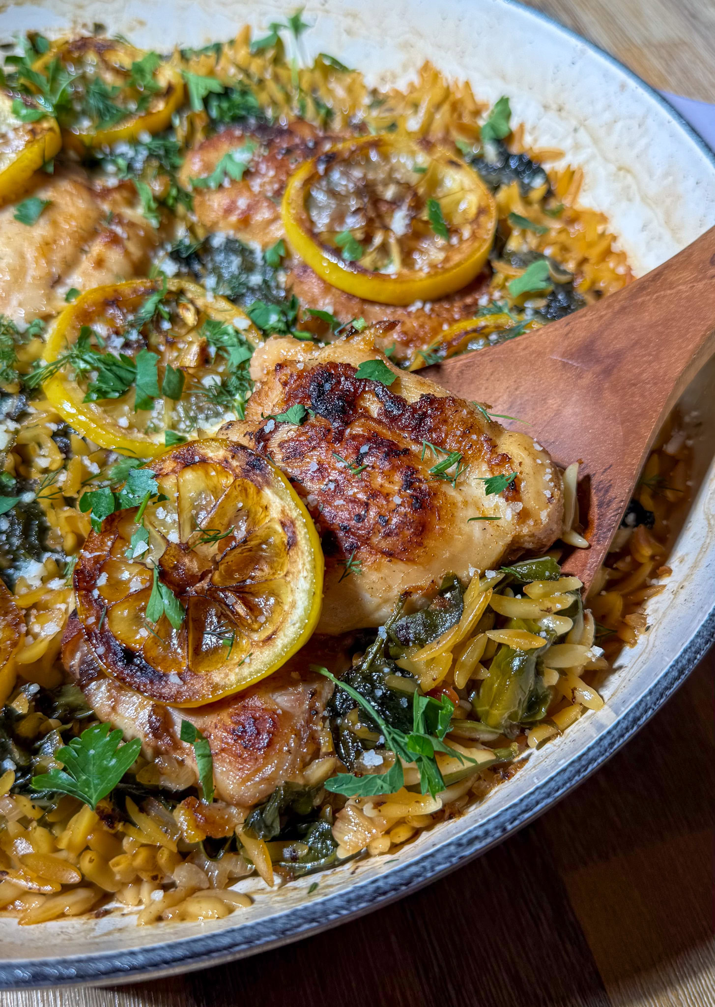baked lemon chicken thighs orzo