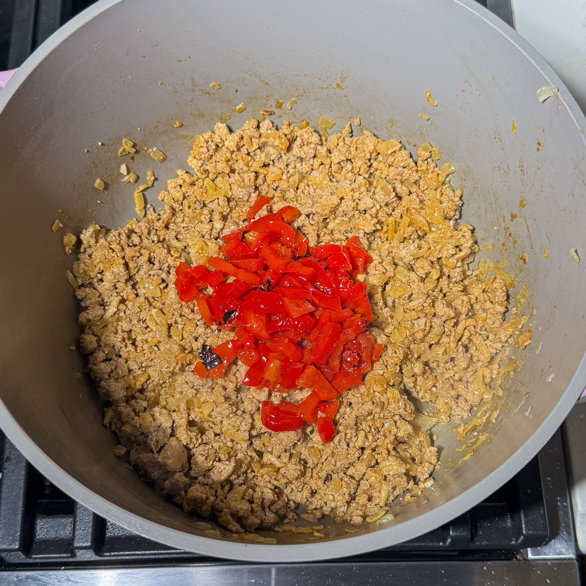 High-Fiber Cheesy Taco Pasta 5 step2 add vegetable