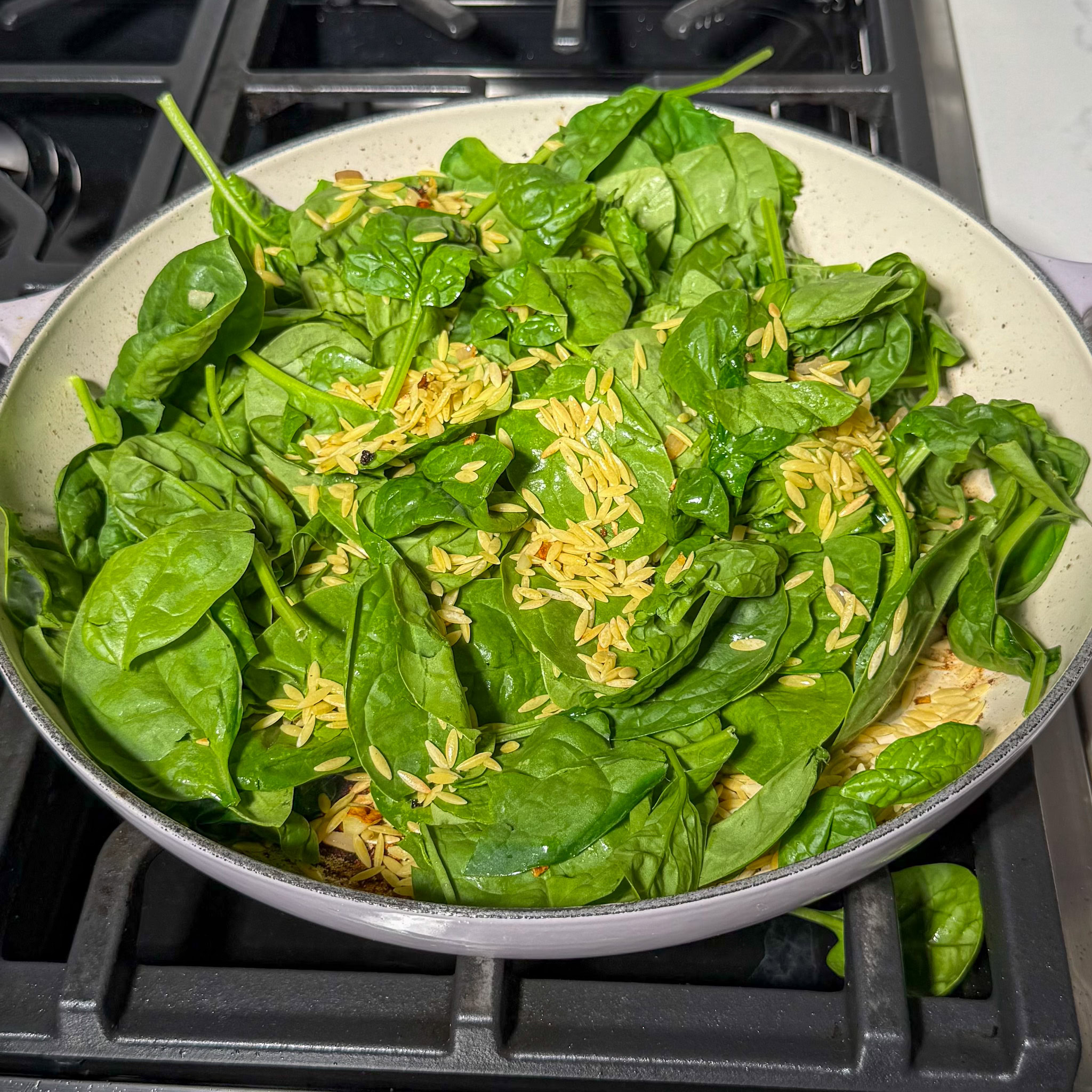 step4 spinach orzo
