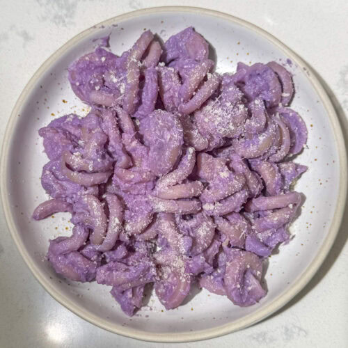Best easy red cabbage pasta sauce that turns purple, plated