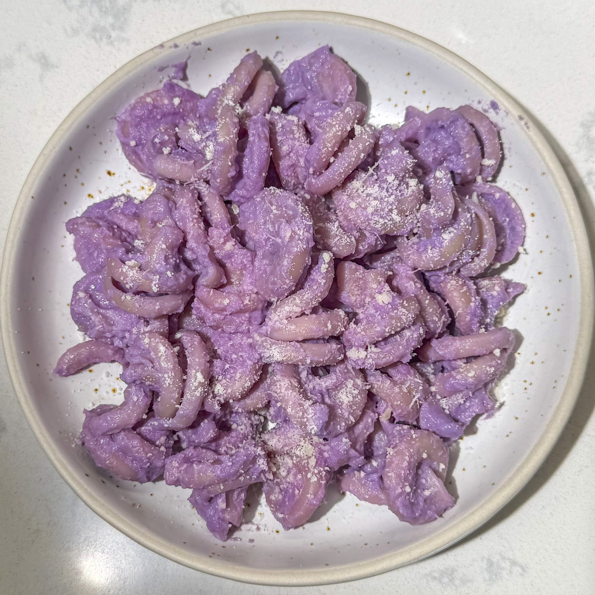 Best easy red cabbage pasta sauce that turns purple, plated