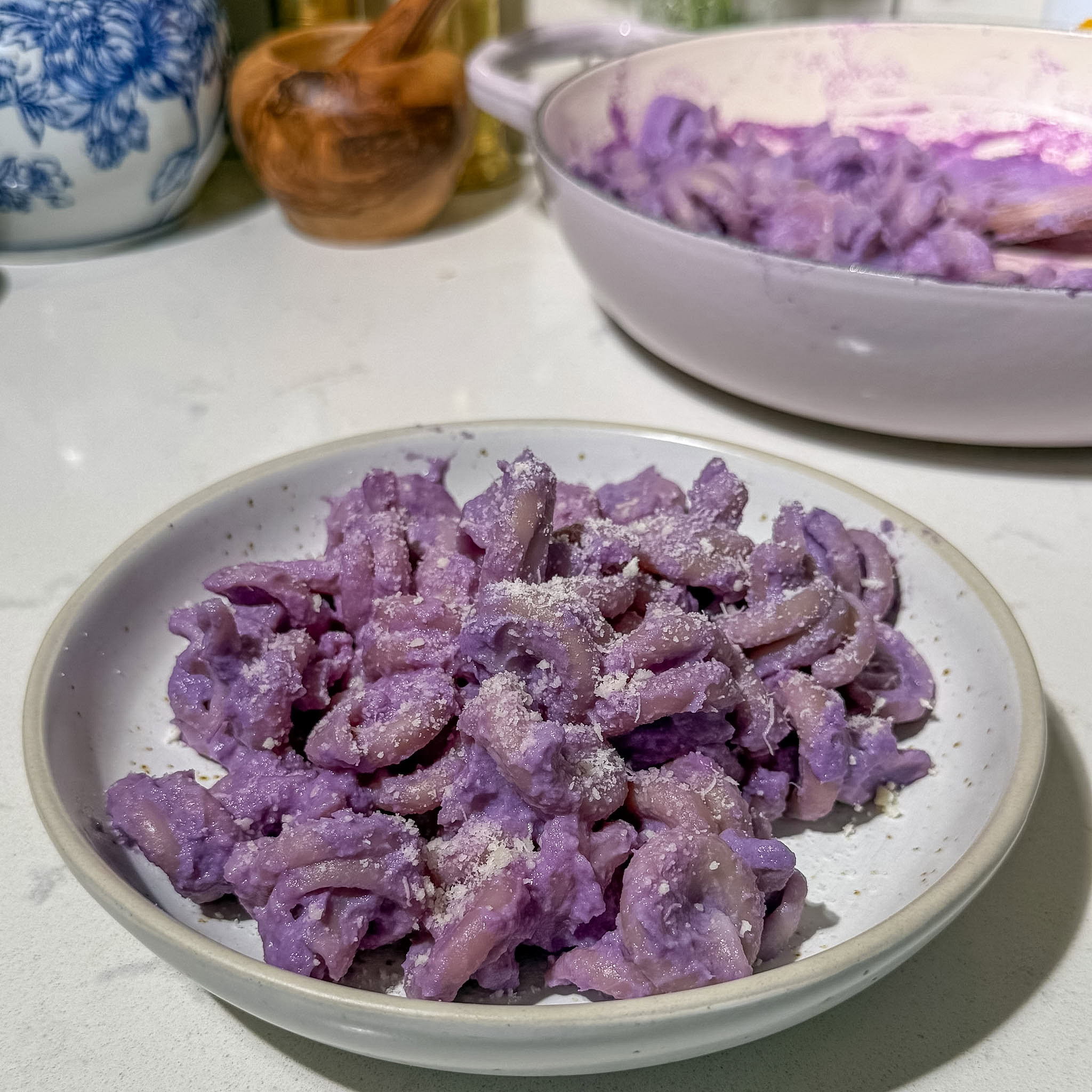 plated easy purple red cabbage pasta sauce