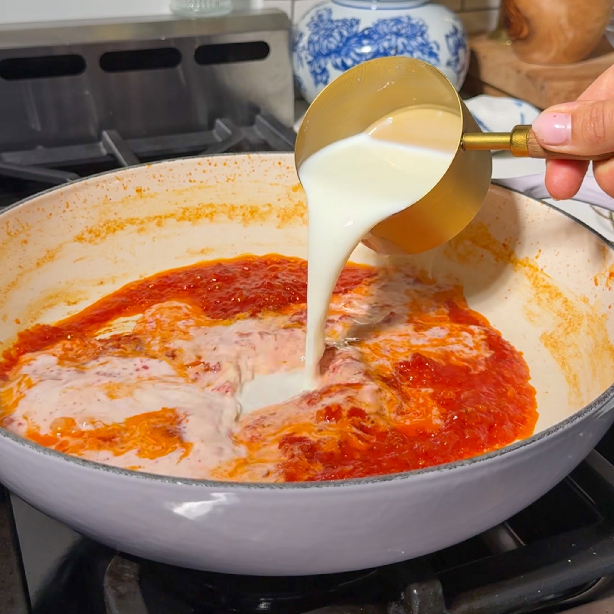 Healthy Pasta Alla Vodka Sauce 8 Pour in the milk, adding butter if desired. Also add in the grated parmesan.
