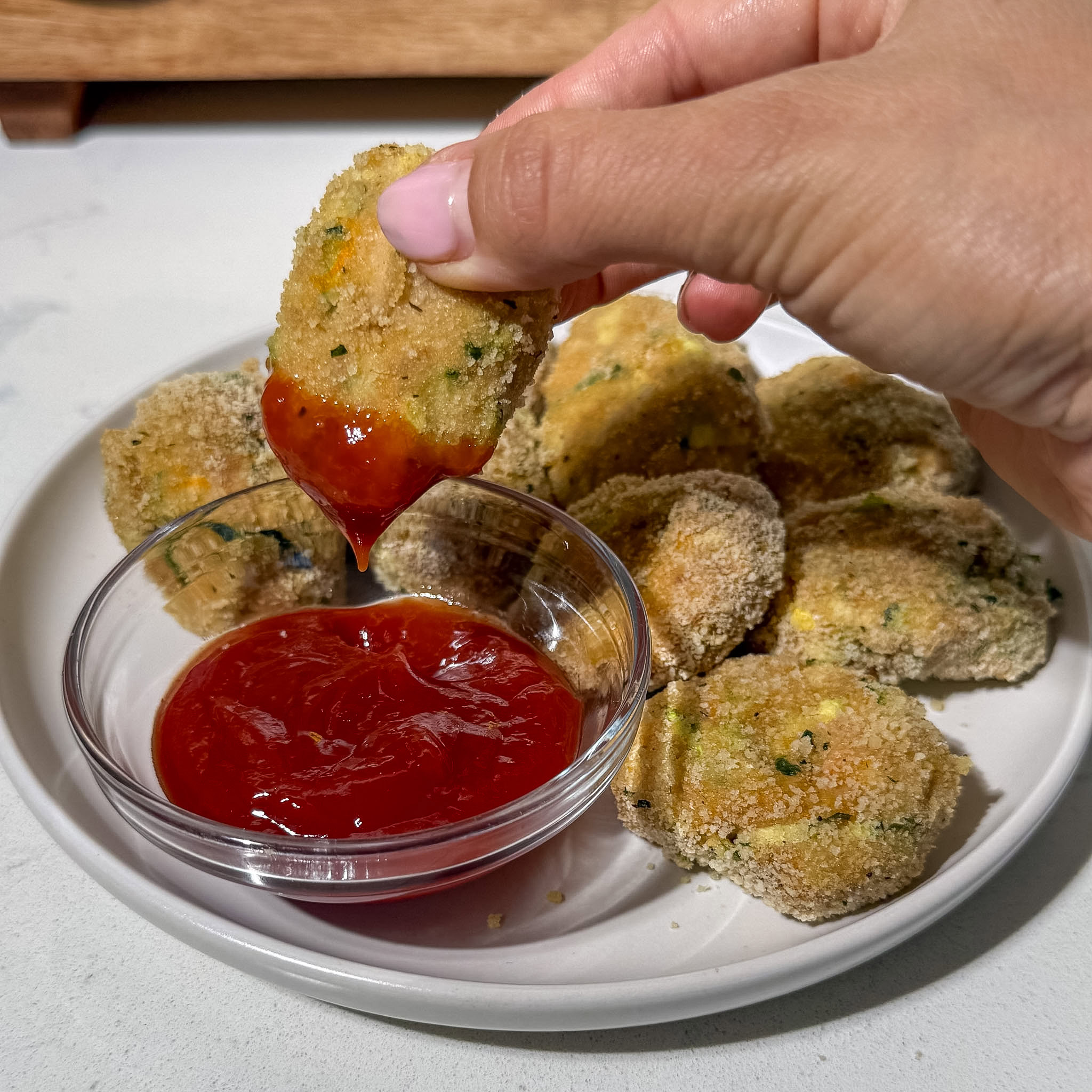 Healthy Chicken Nuggets with Veggies 2 healthy chicken veggie nugget ketchup